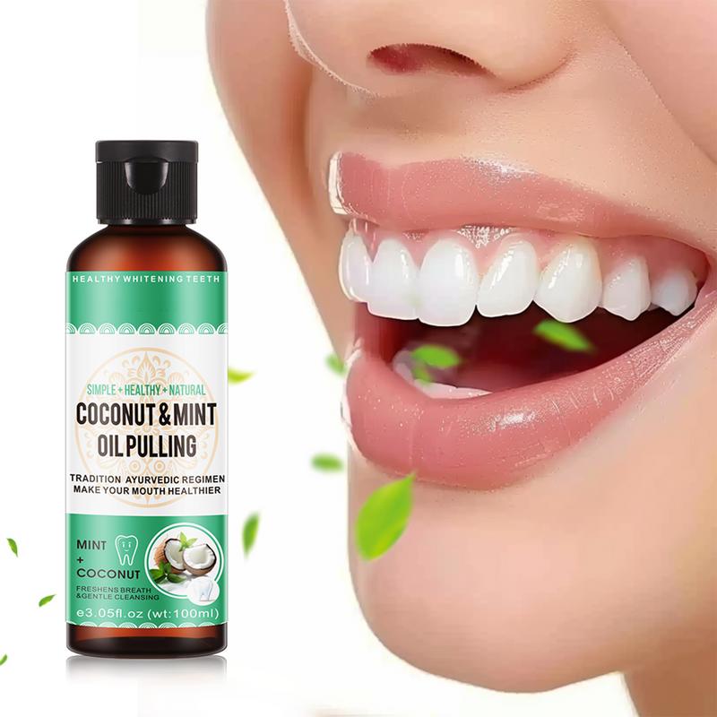 Teeth Whitening Oil Pulling - Coconut Mint Pulling Oil Coconut Mouthwash