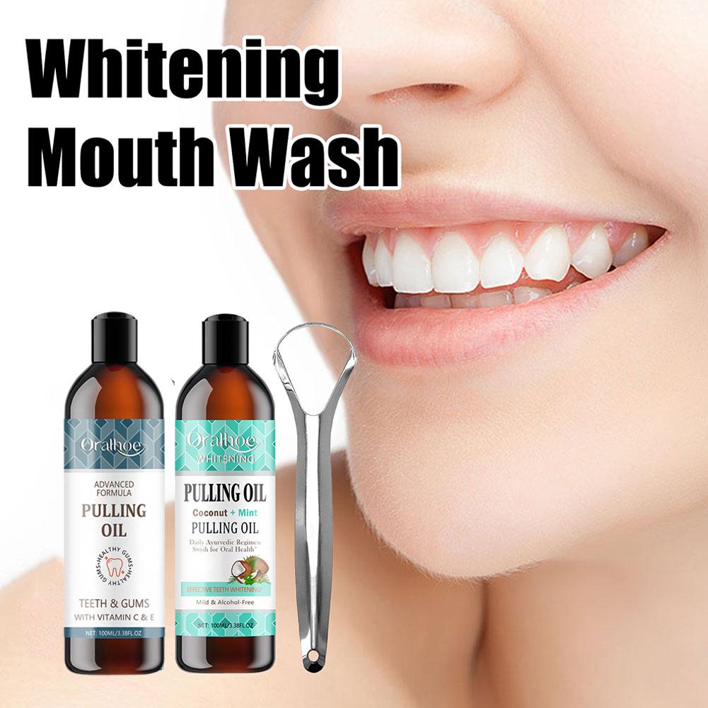 Teeth Whitening Oil Pulling - 100ML Coconut Mint Pulling Oil Mouthwash
