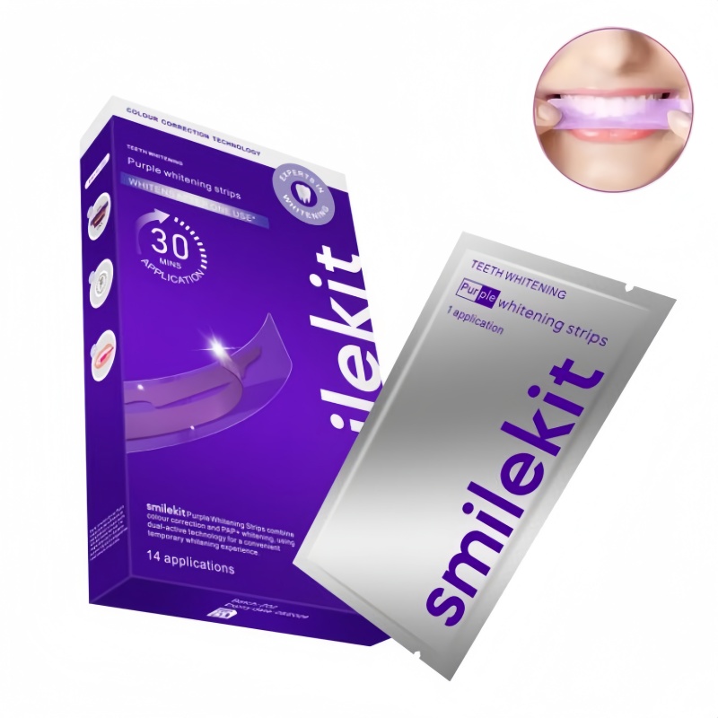 Teeth Whitening Strips Permanent - 14 Pairs Purple Dental Strips V34