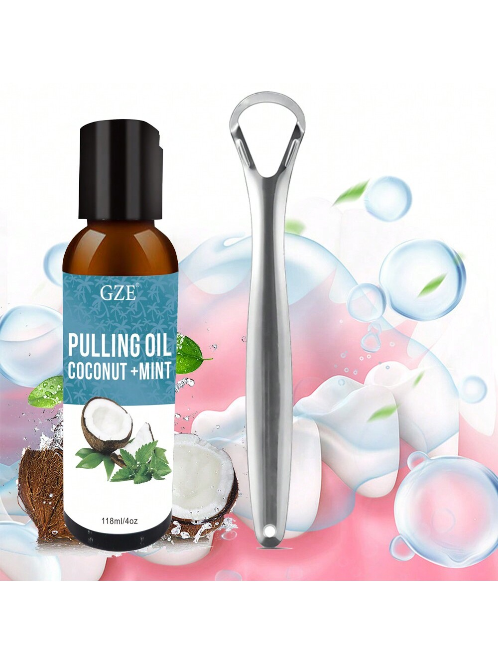 Teeth Whitening Oil Pulling - GZE Coconut Oil Pulling with Natural