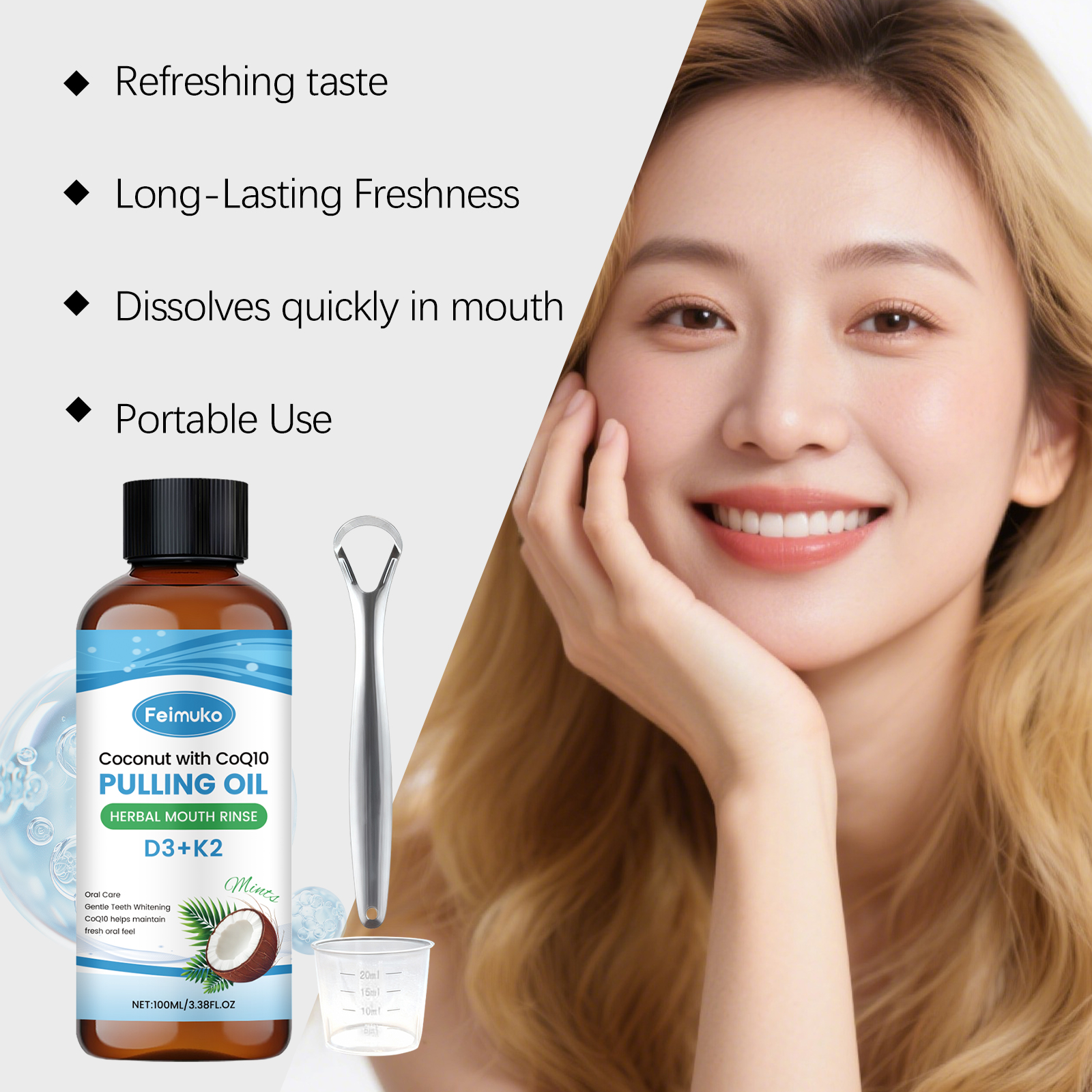 Coconut Mint Pulling Oil Mouth - Teeth Whitening Oil Pulling recensie en prijs