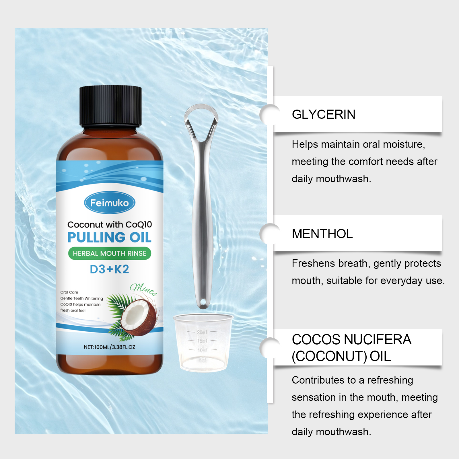 Coconut Mint Pulling Oil Mouth - Teeth Whitening Oil Pulling recensie en prijs