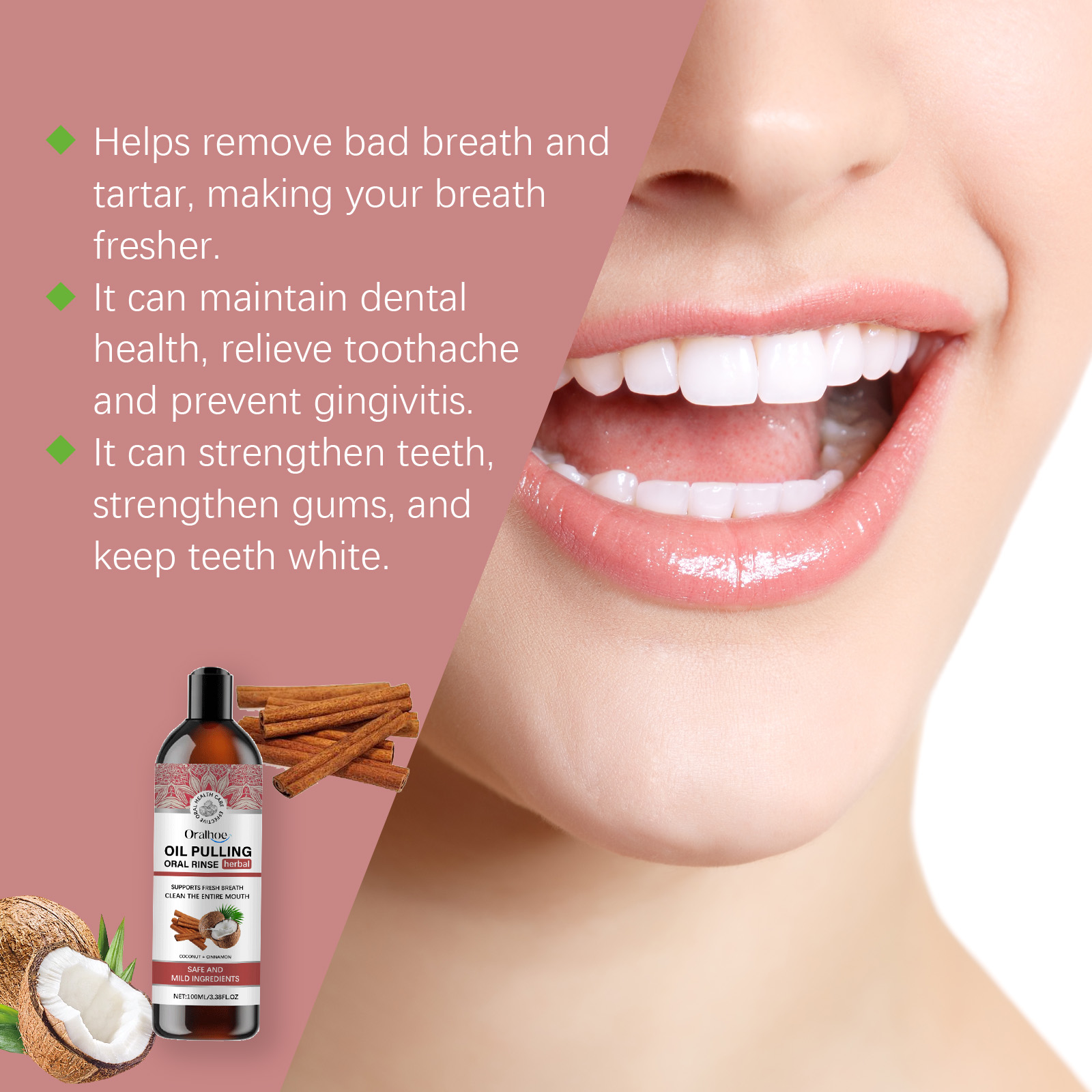 Coconut Pulling Oil Mouthwash  - Teeth Whitening Oil Pulling recensie en prijs