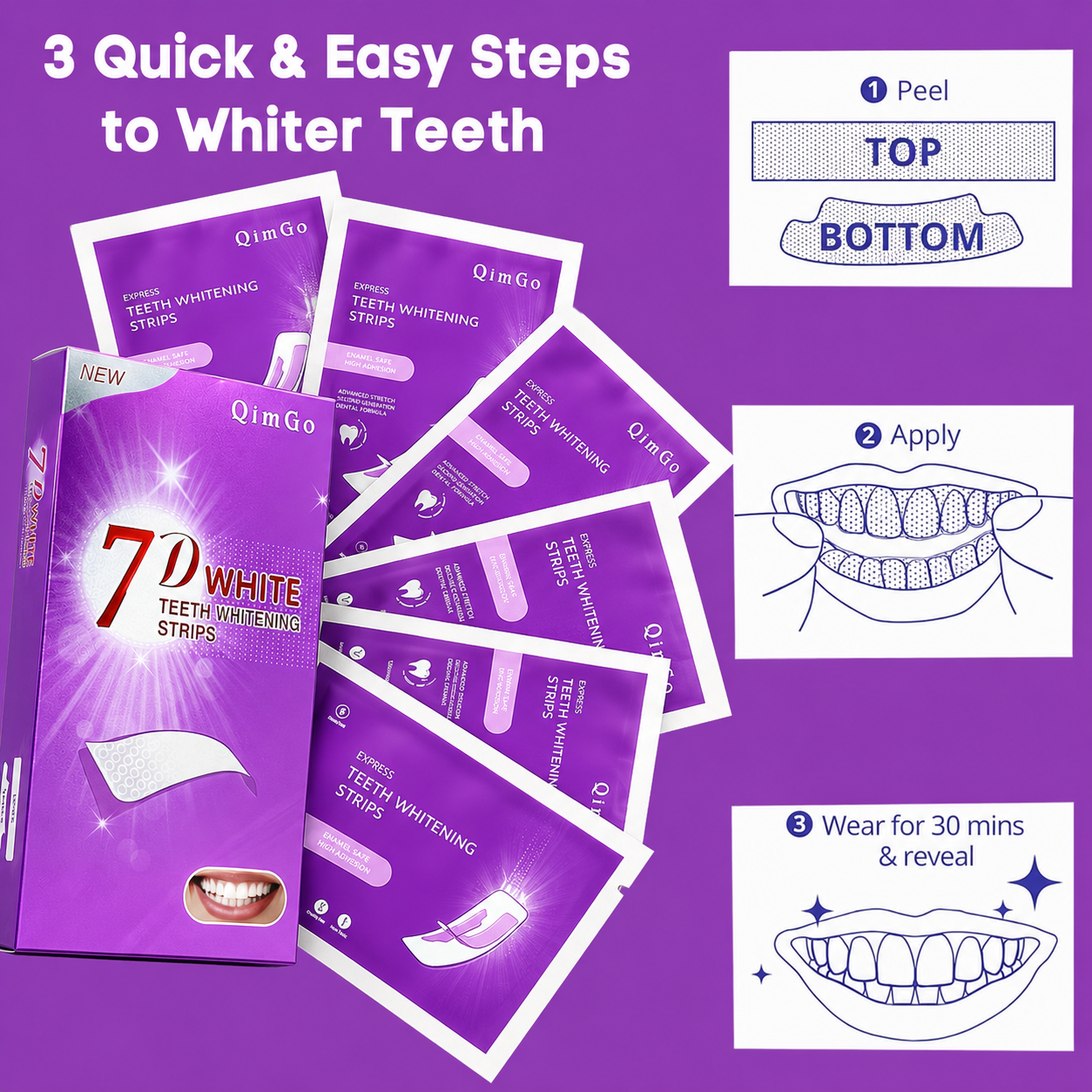 7D Purple Teeth Whitening Stri - Teeth Whitening Strips Permanent recensie en prijs