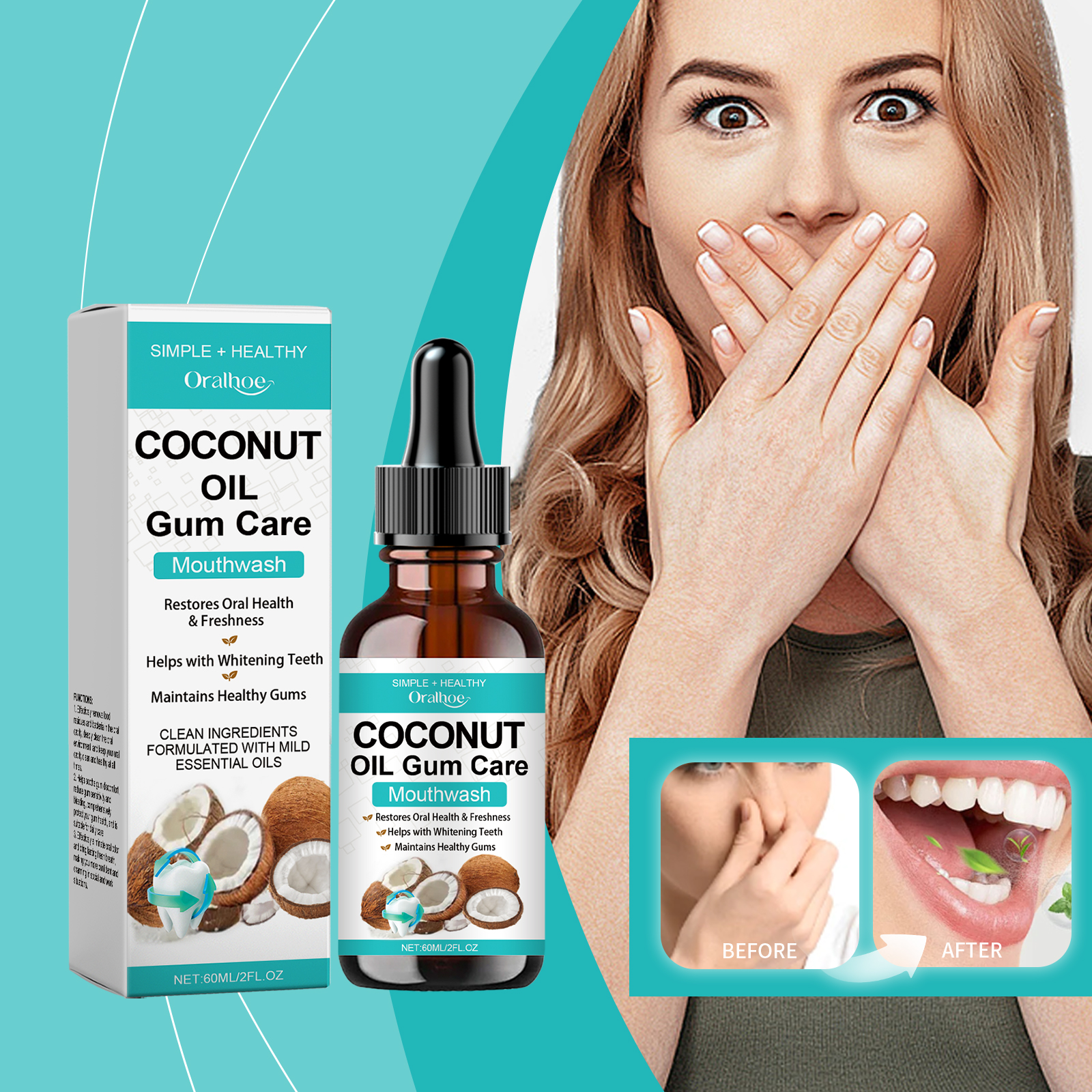 Coconut Mint Pulling Oil Mouth - Teeth Whitening Oil Pulling recensie en prijs